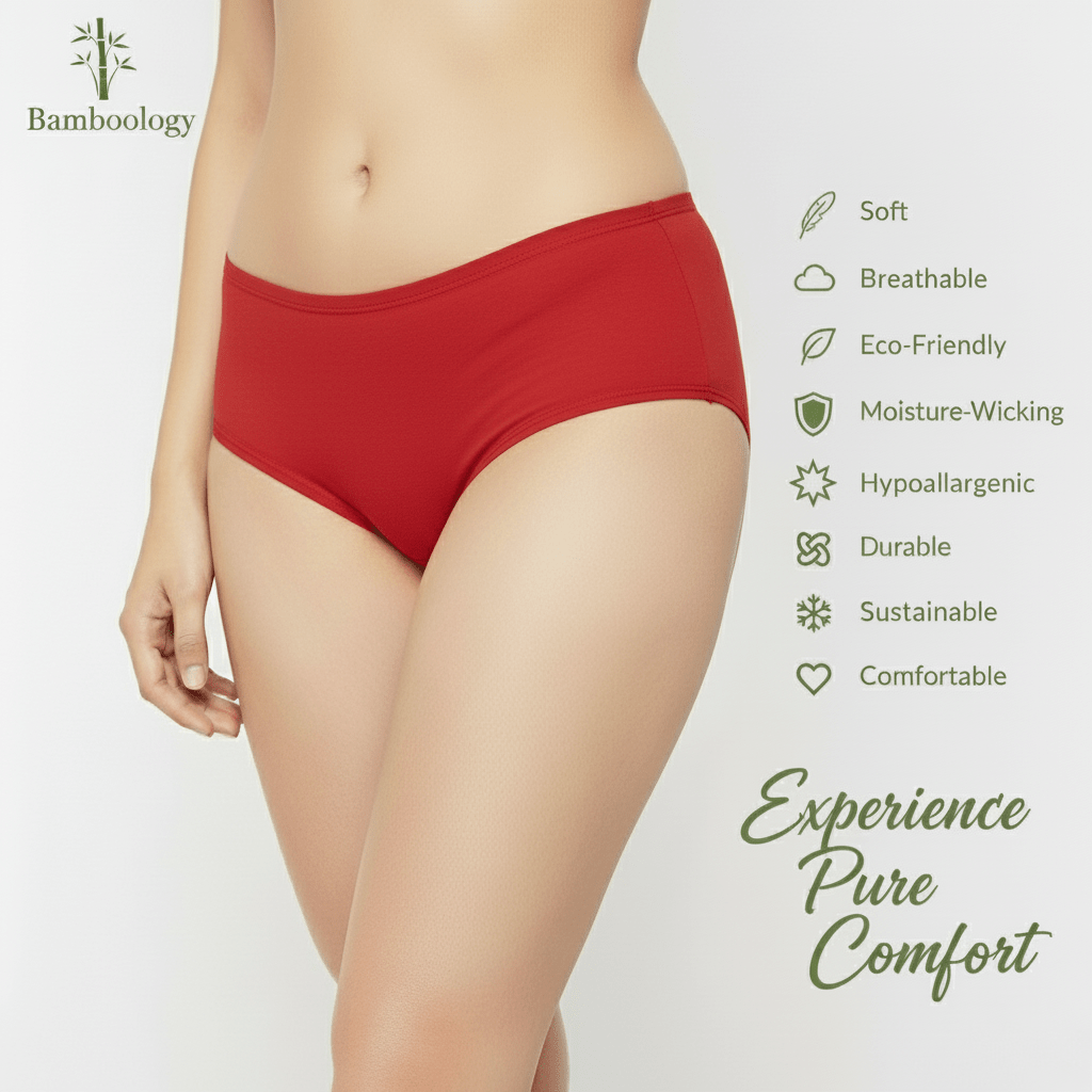 Bamboo fabric Women's Underwear Midi waist Panties | Pack Of 2 – Womens Underwear on Brown Living™. SKU: MIDI-PECH-WHITE-XXL. Img 13.