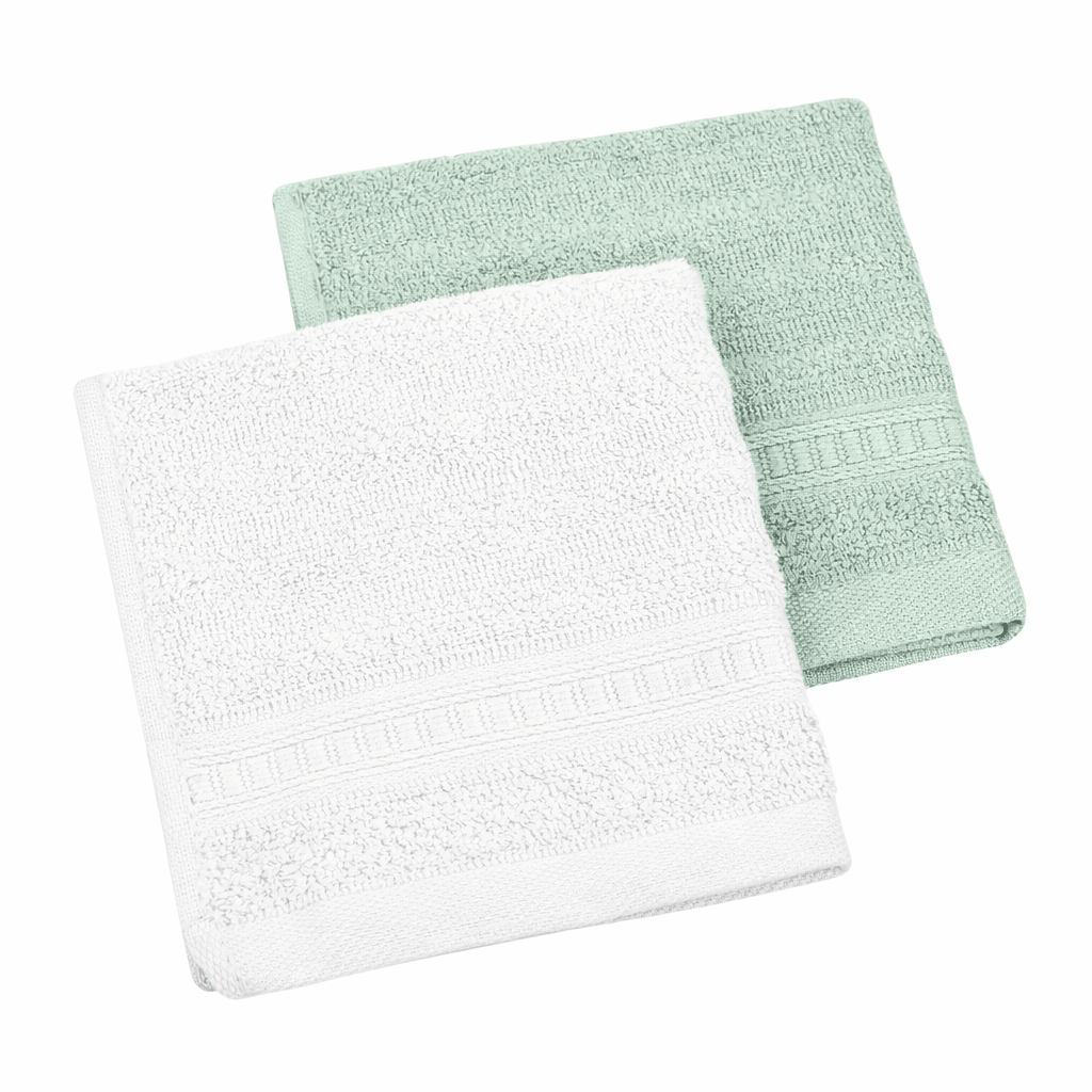 Bamboo Face Towel | Pack Of 2 – Towel on Brown Living™. SKU: FACE-TOWEL-GREEN-WHITE. Img 13.