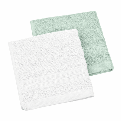 Bamboo Face Towel | Pack Of 2 – Towel on Brown Living™. SKU: FACE-TOWEL-GREEN-WHITE. Img 13.