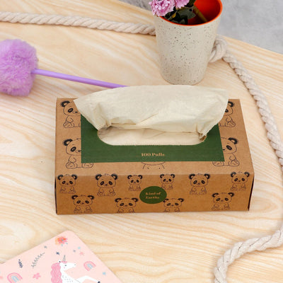 Bamboo Facial Tissue Panda Design Paper Box | 2 - Ply | 100 Pulls – Face Tissue on Brown Living™. SKU: KOE-012-KI-2. Img 3.