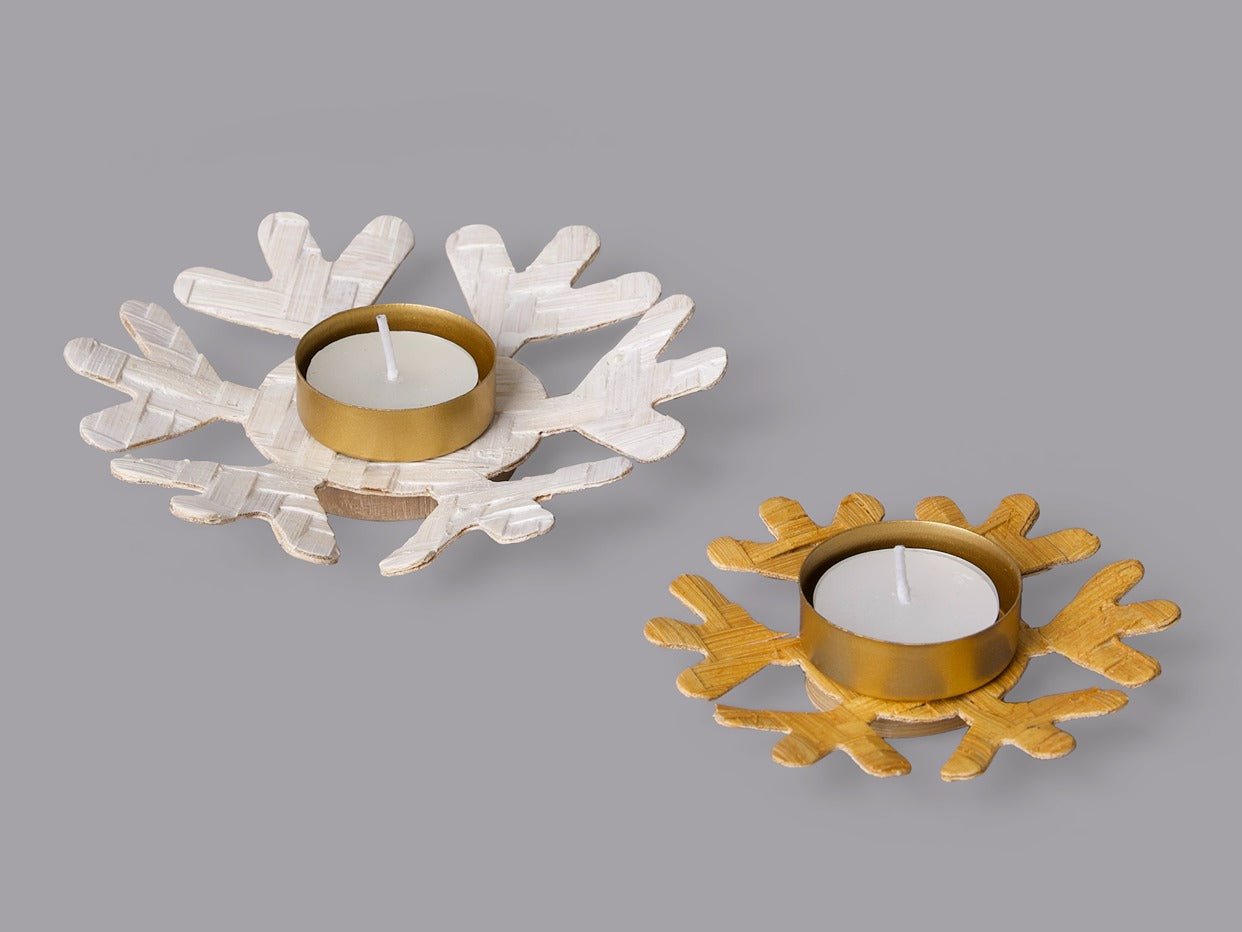 Bamboo Frost Tea Light Holder | Handcrafted Natural Decor | Set of 2 – Home Decor on Brown Living™. SKU: TL-805. Img 2.