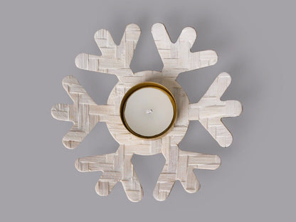 Bamboo Frost Tea Light Holder | Handcrafted Natural Decor | Set of 2 – Home Decor on Brown Living™. SKU: TL-805. Img 3.