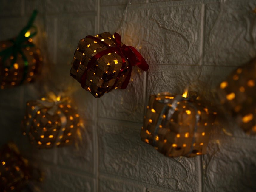 Bamboo Gift Box Fairy Lights |Handcrafted Eco - Friendly Decor | 3 Meter – Home Decor on Brown Living™. SKU: FL-763. Img 10.