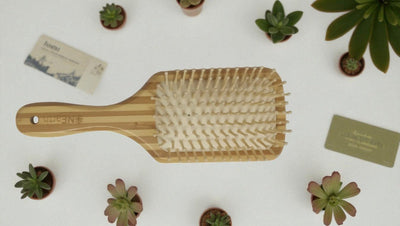Bamboo Hair Brush – strengthen hair | blood circulation| massage scalp – Hair Brush on Brown Living™. SKU: OEHB1a. Img 7.