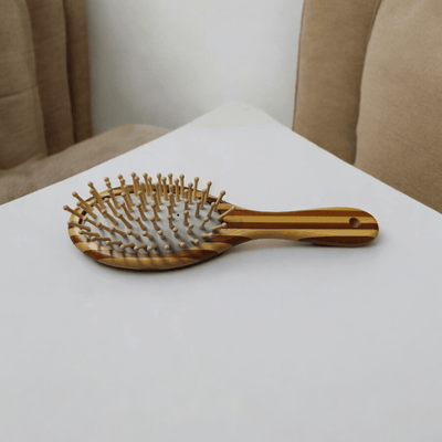 Bamboo Hair Brush – strengthen hair | blood circulation| massage scalp – Hair Brush on Brown Living™. SKU: OEHB1a. Img 4.