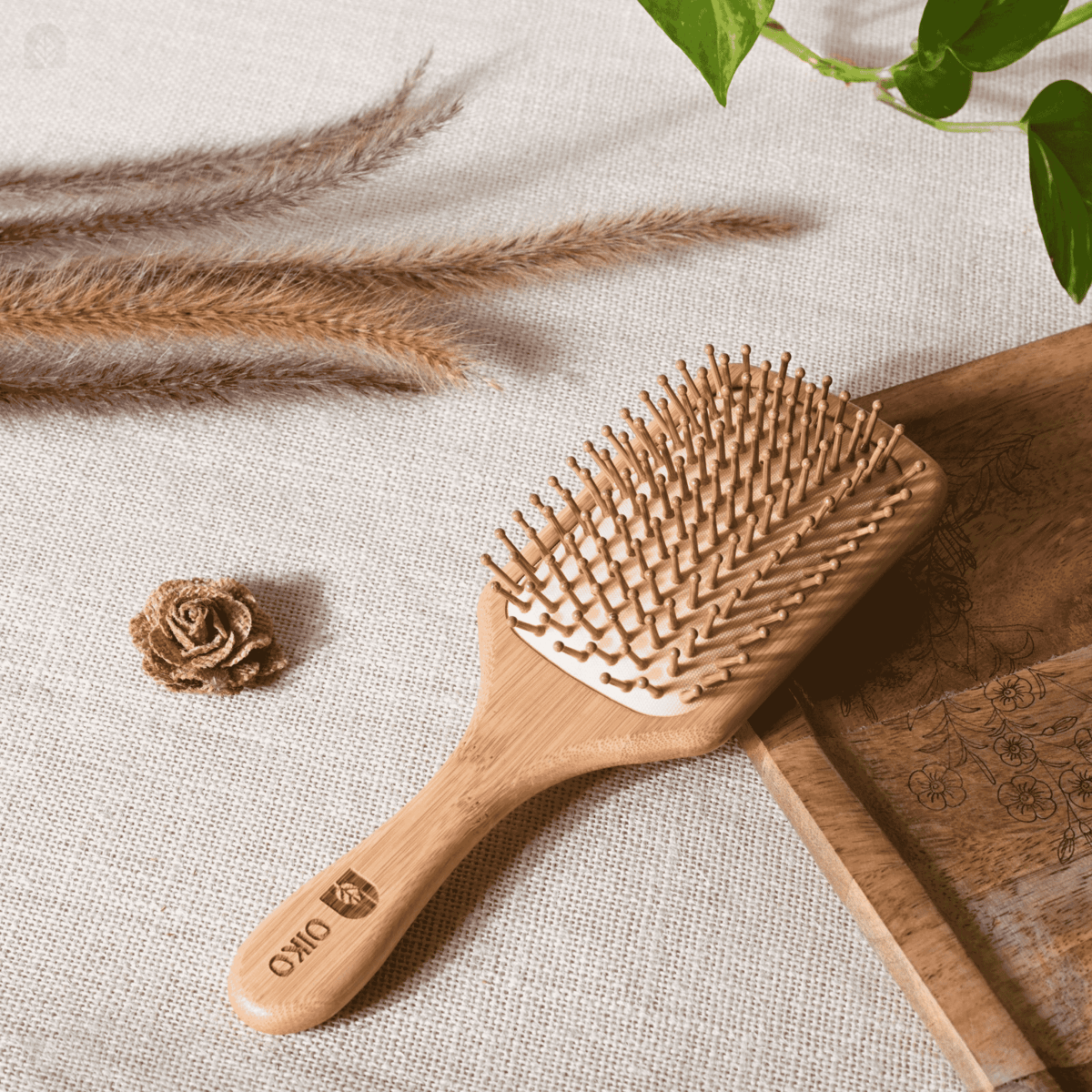 Bamboo Hair Brush with Bamboo Bristles – Hair Brush by OIKO available on Brown Living™. . SKU: BA/HA/P1. Img 1.