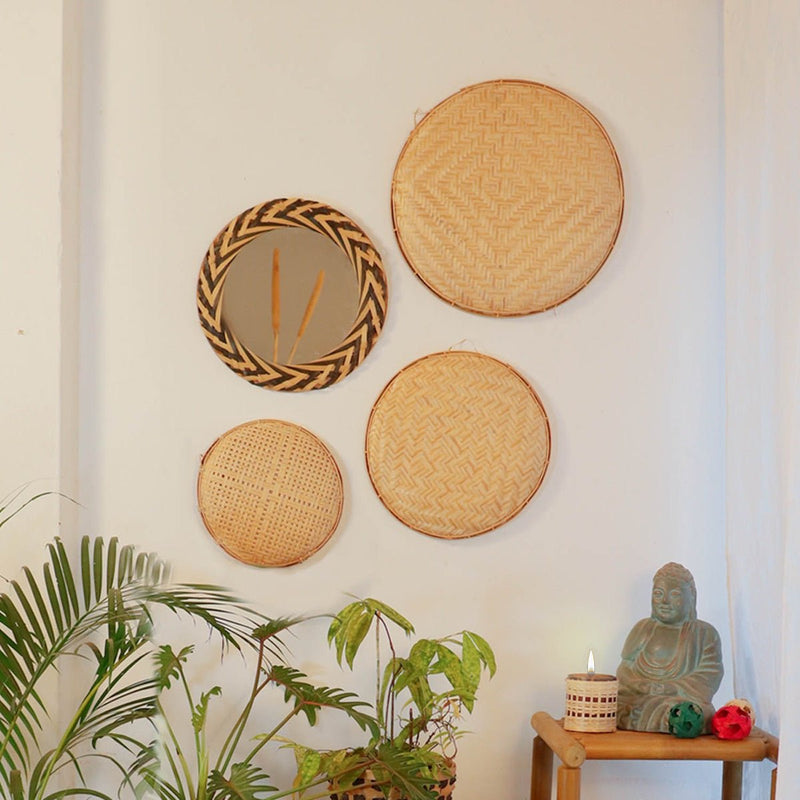 Bamboo Handwoven Mirror - Black | Verified Sustainable by Brown Living™