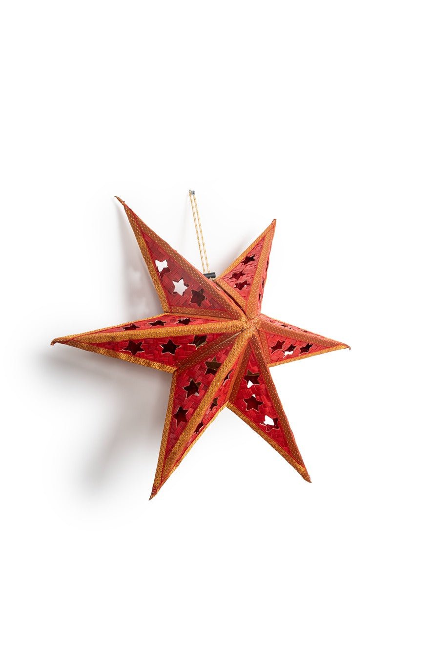 Bamboo Joy Star | Handcrafted Eco - Friendly Christmas Decor – Home Decor on Brown Living™. SKU: ST-820_Large_Red. Img 10.