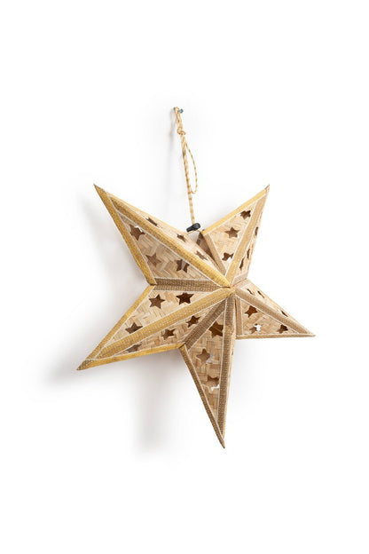 Bamboo Joy Star | Handcrafted Eco - Friendly Christmas Decor – Home Decor on Brown Living™. SKU: ST-820_Medium_Red. Img 8.