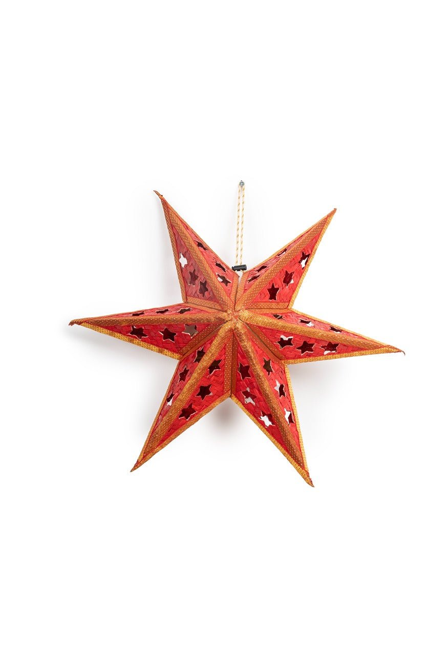 Bamboo Joy Star | Handcrafted Eco - Friendly Christmas Decor – Home Decor on Brown Living™. SKU: ST-820_Medium_Red. Img 9.
