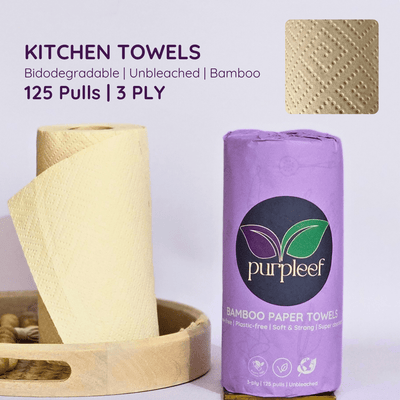 Bamboo Kitchen Towels – Pack of 4, 3 Ply, 125 Sheets – Kitchen Tools on Brown Living™. SKU: PURPLKITCHN01. Img 2.