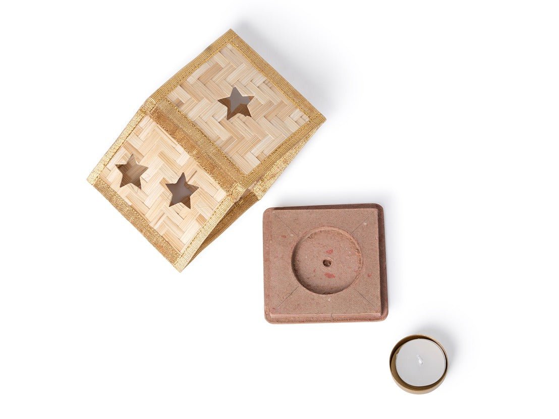 Bamboo Merry Tree Tea Light Holder | Handcrafted Christmas Decor – Home Decor on Brown Living™. SKU: TL-774. Img 3.