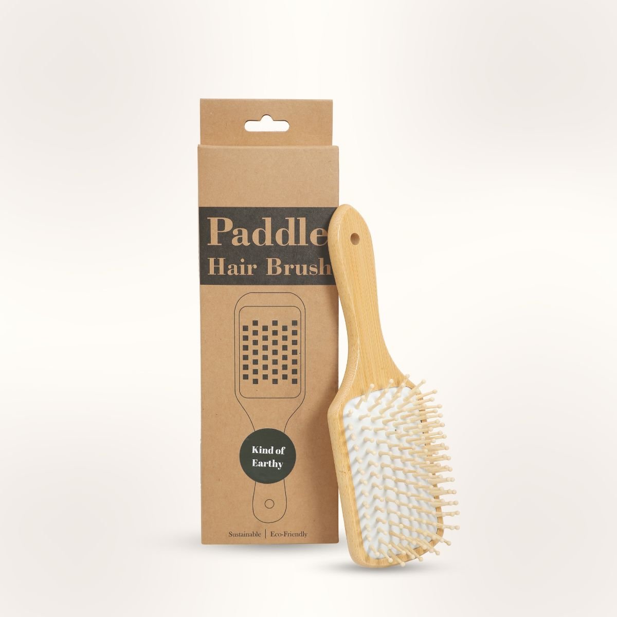 Bamboo Paddle Hairbrush | Soft Bamboo Pins & Anti - Static Design – Hair Brush on Brown Living™. SKU: KOE-013. Img 4.