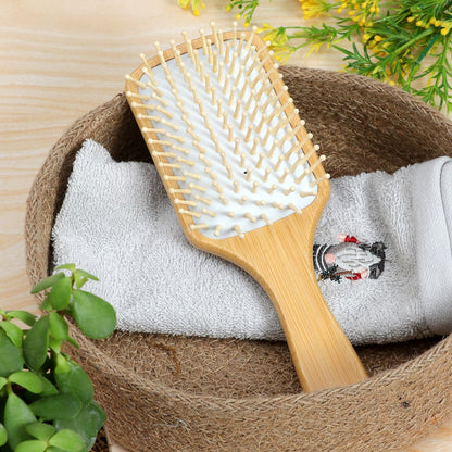 Bamboo Paddle Hairbrush | Soft Bamboo Pins & Anti - Static Design – Hair Brush on Brown Living™. SKU: KOE-013. Img 1.