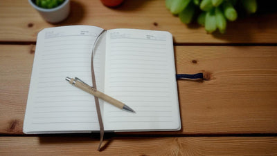 Bamboo Pen And Journal Gift Box Eco Friendly Stationery Set – Stationary on Brown Living™. SKU: OEP931. Img 2.