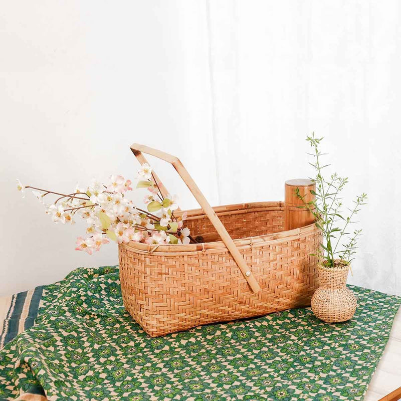 Bamboo Picnic Basket withOne Handle | Verified Sustainable by Brown Living™