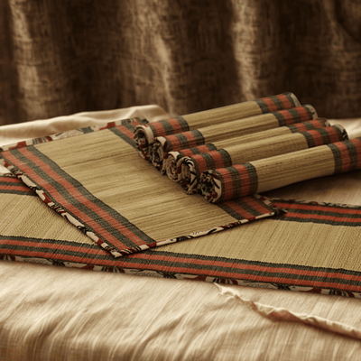 Bamboo Placemats – Elephant Print Canvas Edge – Table Linens on Brown Living™. SKU: SK-BPM-NBG-06-CEP. Img 2.