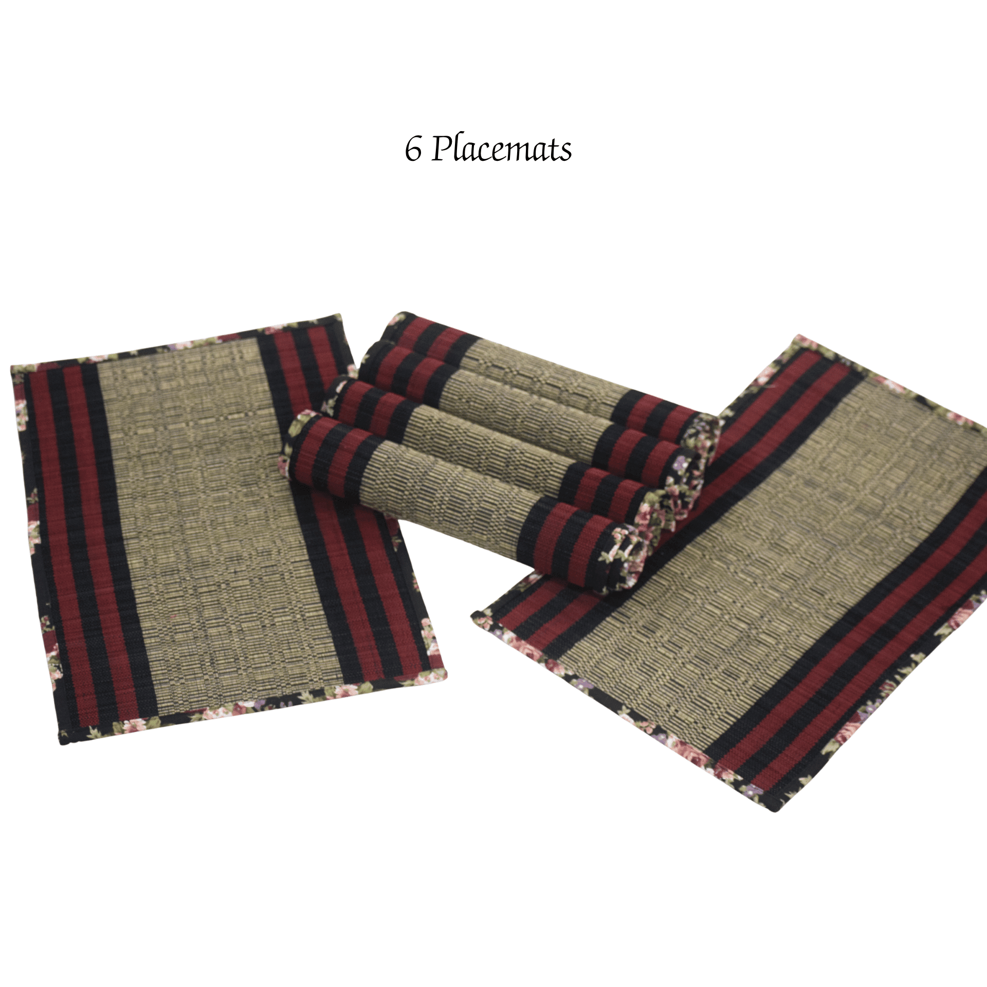 Bamboo Placemats Floral Canvas Border – Eco Friendly Table Mats – Table Linens on Brown Living™. SKU: SK-BPM-NBL-06-CFL. Img 5.
