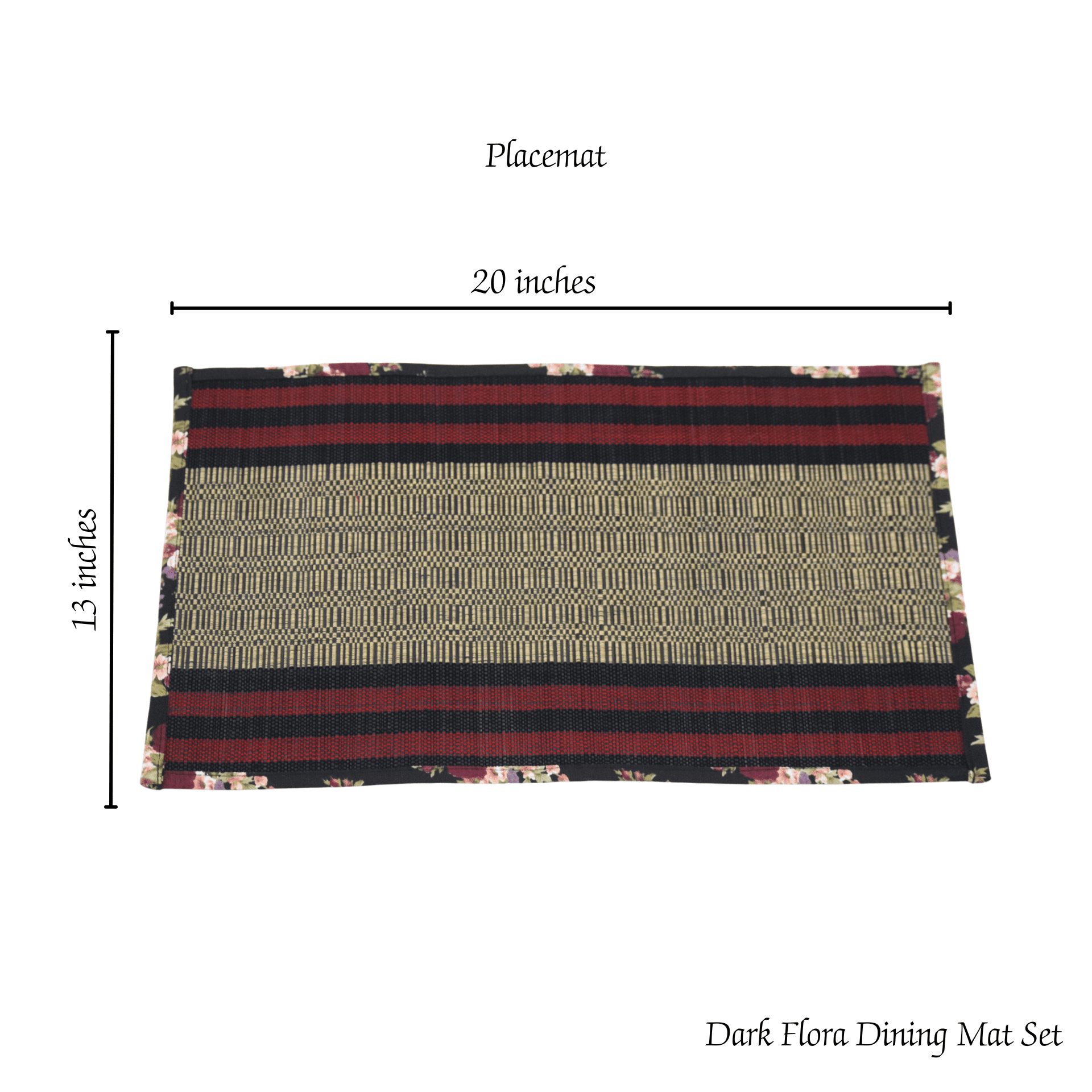 Bamboo Placemats Floral Canvas Border – Eco Friendly Table Mats – Table Linens on Brown Living™. SKU: SK-BPM-NBL-06-CFL. Img 3.