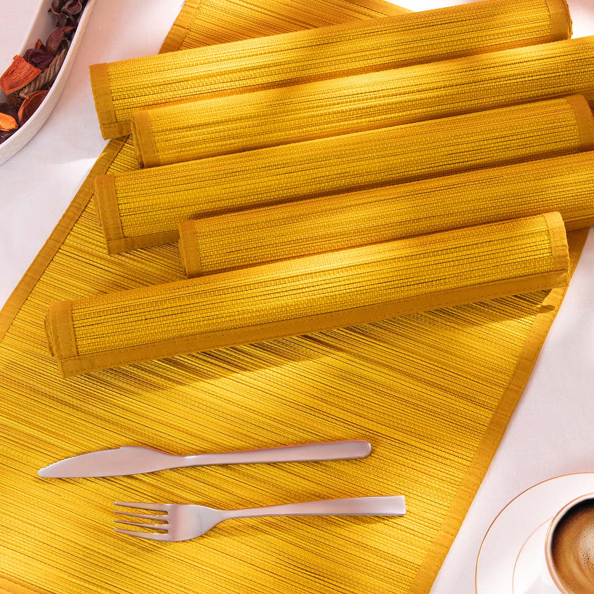 Bamboo Placemats Set of 6 – Eco-Friendly Dining Essentials – Table Linens on Brown Living™. SKU: BAPMAT009I. Img 10.