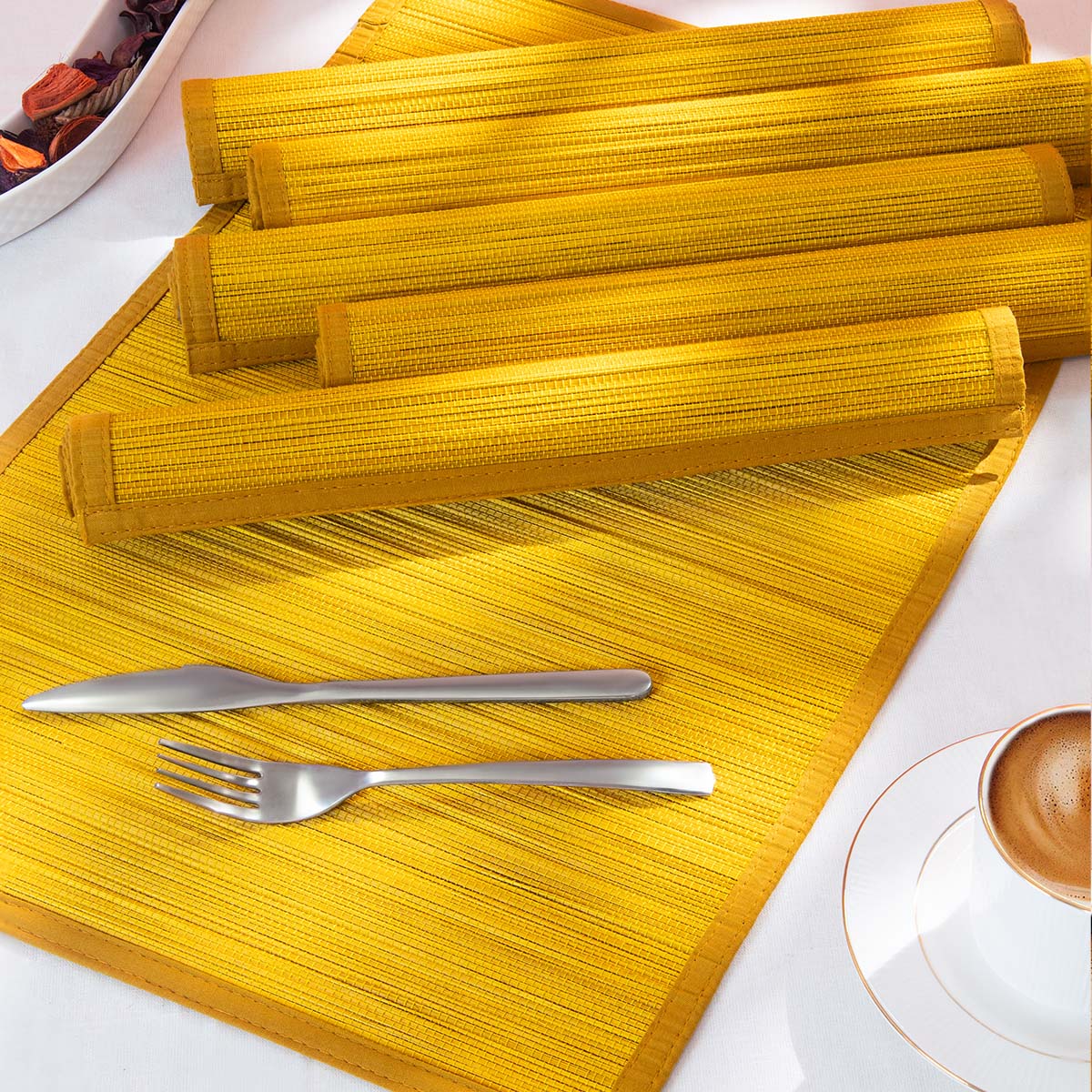 Bamboo Placemats Set of 6 – Eco-Friendly Dining Essentials – Table Linens on Brown Living™. SKU: BAPMAT009I. Img 11.