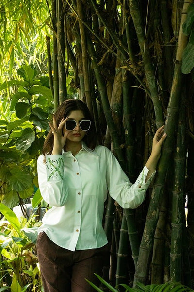 Bamboo Shirt | Soft Breathable Bamboo Fibre Shirt | – Womens Shirt on Brown Living™. SKU: AAYU-0030. Img 1.