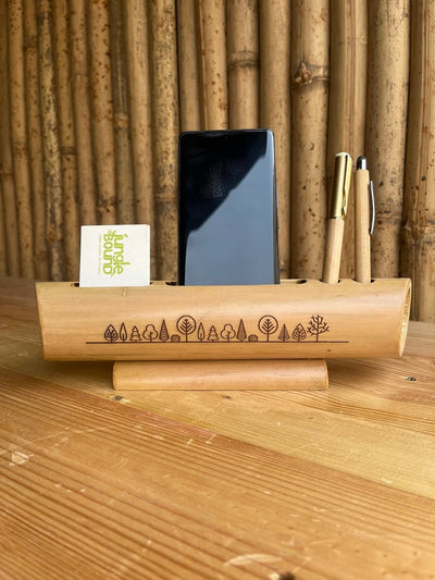 Bamboo Speaker Cum Organizer | Eco Friendly Desk Essential – Desk Organizers on Brown Living™. SKU: Bamboospeakerlarge7. Img 1.