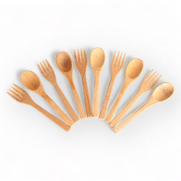 Bamboo Spoon & Fork Cutlery (Set of 5) | Verified Sustainable Cutlery Kit on Brown Living™