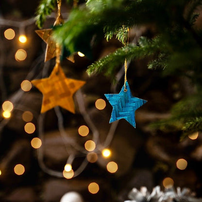 Bamboo Stars Christmas Ornaments (Set of 5) – Home Decor on Brown Living™. SKU: OBDE-564. Img 2.
