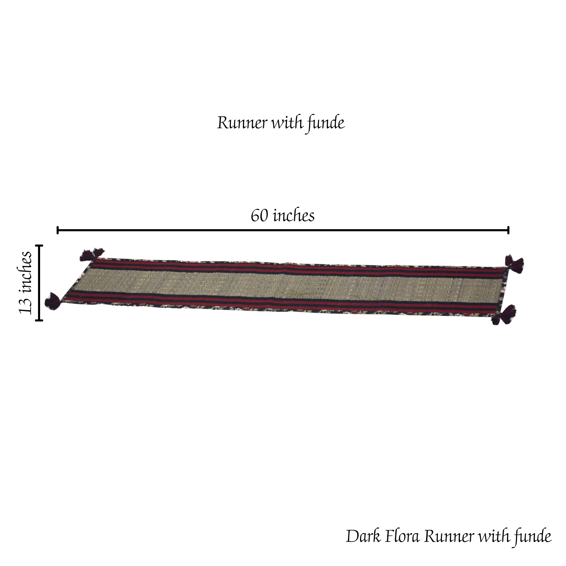 Bamboo Table Runner Floral Canvas Edge with Red Funde Decor – Table Linens on Brown Living™. SKU: SK-TBR-NBL-01-CFL-1. Img 4.