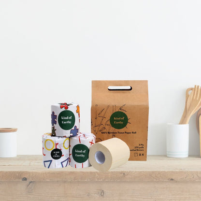 Bamboo Toilet Paper Rolls | 2 - Ply | 270 Pulls Each – Tissue Roll on Brown Living™. SKU: KOE011-KI-4. Img 1.