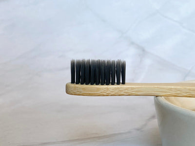 Bamboo Toothbrush Charcoal Black Bristles – Eco - Friendly & degradable – Oral Care on Brown Living™. SKU: EM0001CB. Img 2.