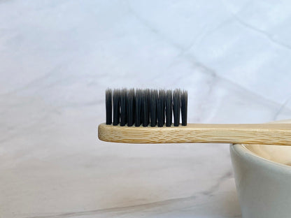 Bamboo Toothbrush Charcoal Black Bristles – Eco - Friendly & degradable – Oral Care on Brown Living™. SKU: EM0001CB. Img 2.