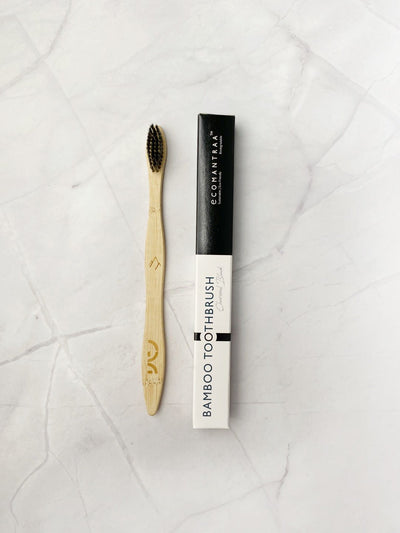 Bamboo Toothbrush Charcoal Black Bristles – Eco - Friendly & degradable – Oral Care on Brown Living™. SKU: EM0001CB. Img 1.