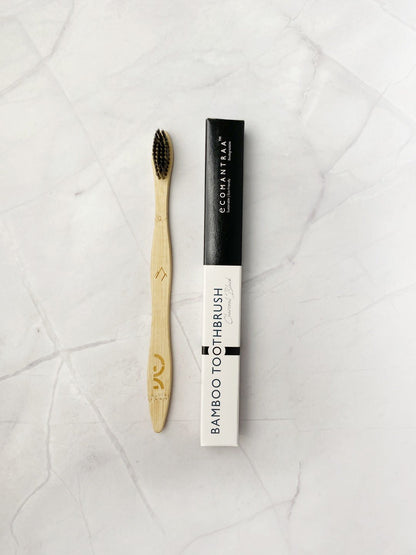 Bamboo Toothbrush Charcoal Black Bristles – Eco - Friendly & degradable – Oral Care on Brown Living™. SKU: EM0001CB. Img 1.