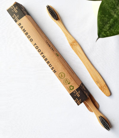 Bamboo Toothbrush |Eco Friendly | Natural – Toothbrush on Brown Living™. SKU: BTB01. Img 1.