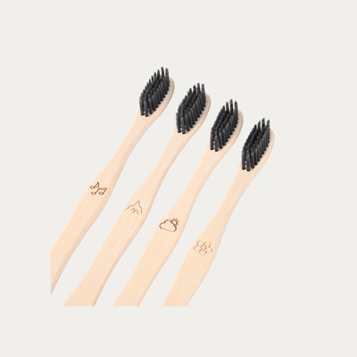 Bamboo Toothbrush with Charcoal Bristles For Adults - Pack of 4 – Tooth Brush on Brown Living™. SKU: BA/TO/P4. Img 3.