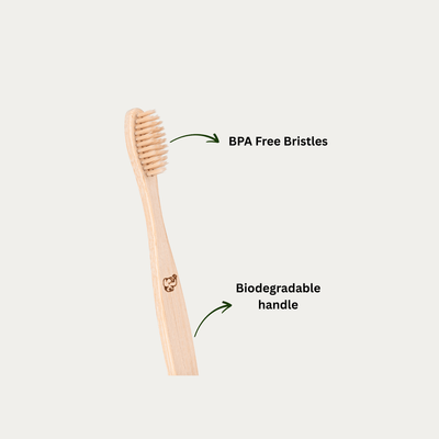 Bamboo Toothbrush with soft Bristles for Kids Pack of 4 – Tooth Brush on Brown Living™. SKU: KI/TO/P4. Img 3.