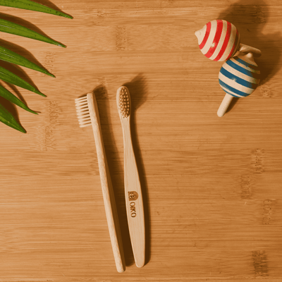 Bamboo Toothbrush with soft Bristles for Kids Pack of 4 – Tooth Brush on Brown Living™. SKU: KI/TO/P4. Img 2.