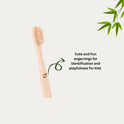 Bamboo Toothbrush with soft Bristles for Kids Pack of 4 – Tooth Brush on Brown Living™. SKU: KI/TO/P4. Img 4.