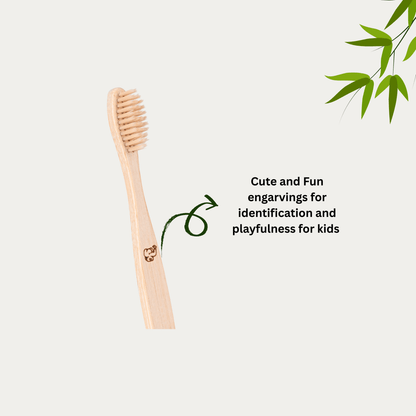 Bamboo Toothbrush with soft Bristles for Kids Pack of 4 – Tooth Brush by OIKO available on Brown Living™. . SKU: KI/TO/P4. Img 4.