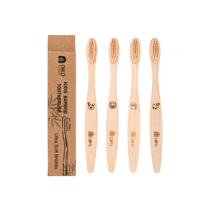 Bamboo Toothbrush with soft Bristles for Kids Pack of 4 – Tooth Brush by OIKO available on Brown Living™. . SKU: KI/TO/P4. Img 1.