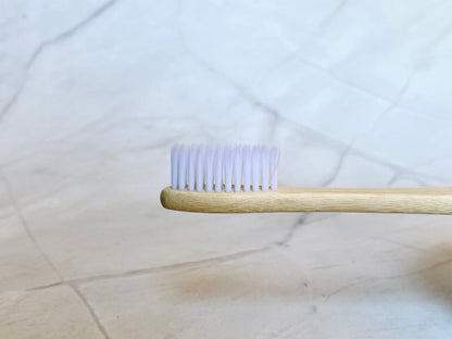 Bamboo Toothbrush with White Bristles – Eco - Friendly & Biodegradable – Oral Care on Brown Living™. SKU: EM0001W. Img 3.