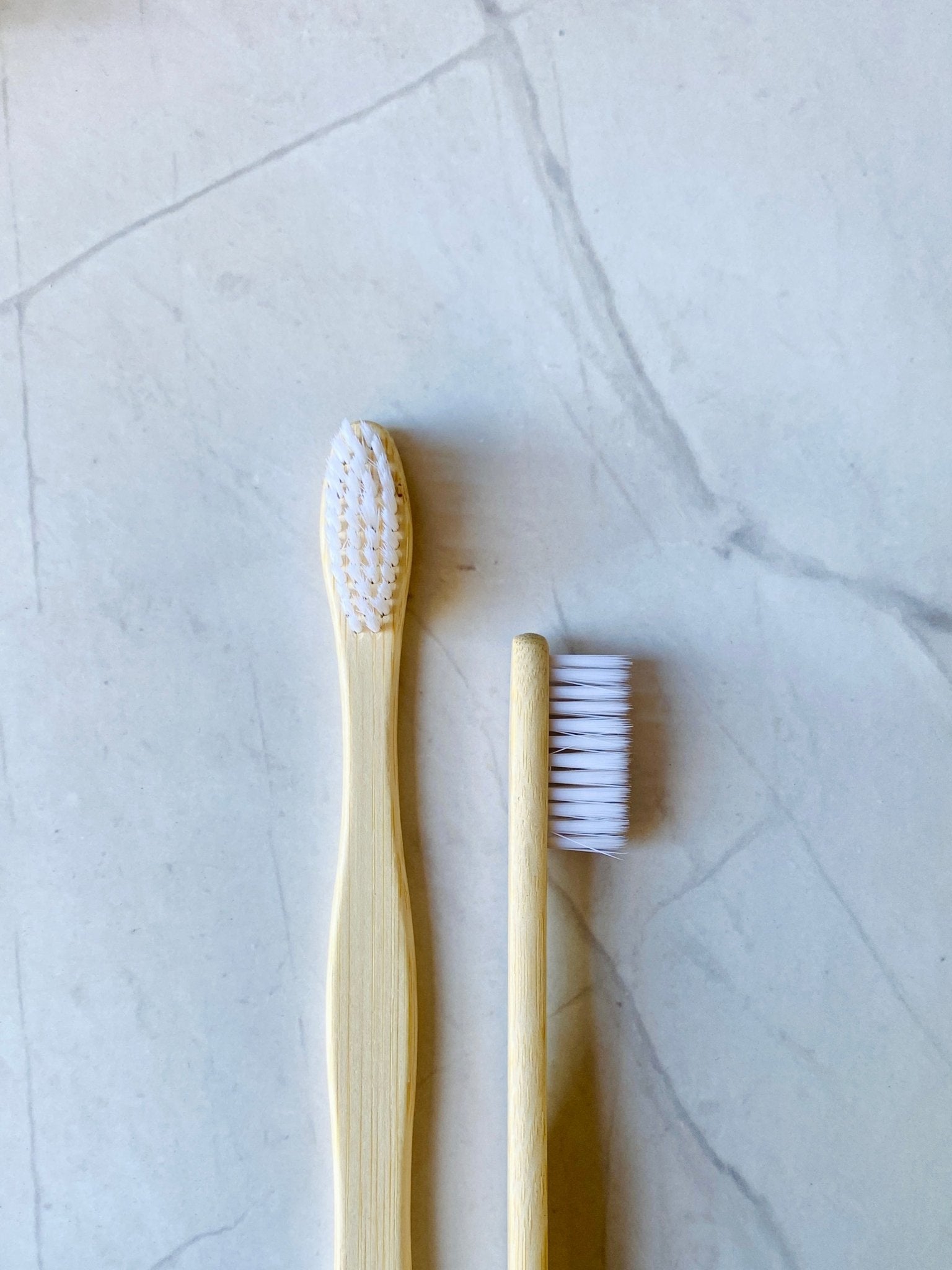 Bamboo Toothbrush with White Bristles – Eco - Friendly & Biodegradable – Oral Care on Brown Living™. SKU: EM0001W. Img 2.