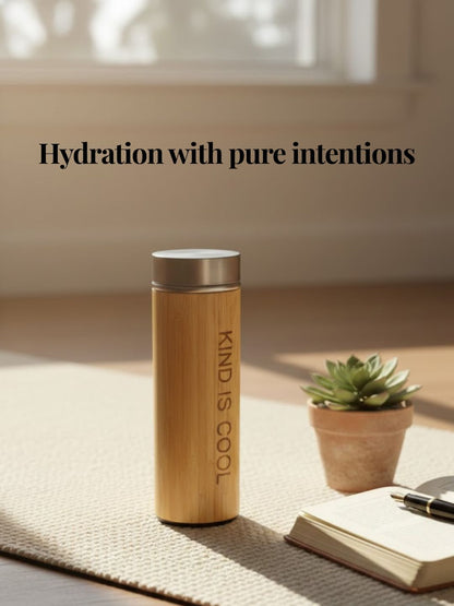 Bamboo Water Bottle with Mindful Words – Bottles & Sippers on Brown Living™. SKU: KOE022-BT-KC. Img 7.