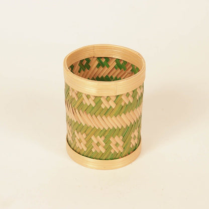 Bamboo Weave Pen Stand - Green | Verified Sustainable by Brown Living™