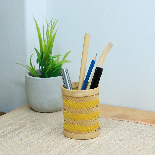 Bamboo Weave Pen Stand - Zig Zag | Verified Sustainable by Brown Living™