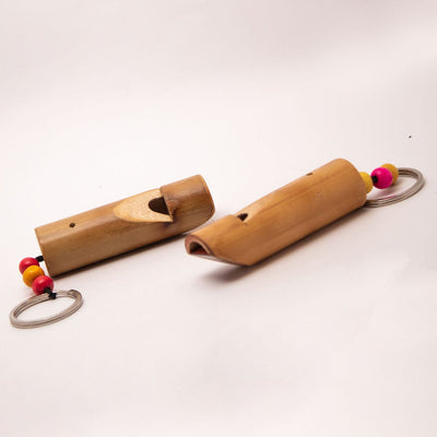 Bamboo Whistle Keychain – Handmade Eco Friendly Musical Key Ring – Travel Accessories on Brown Living™. SKU: EGB01. Img 2.