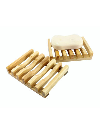 Bamboo Wood Natural Soap Dish Set of 2 | Self - Draining Eco Dish – Bath Accessories on Brown Living™. SKU: KOE024-SD. Img 1.