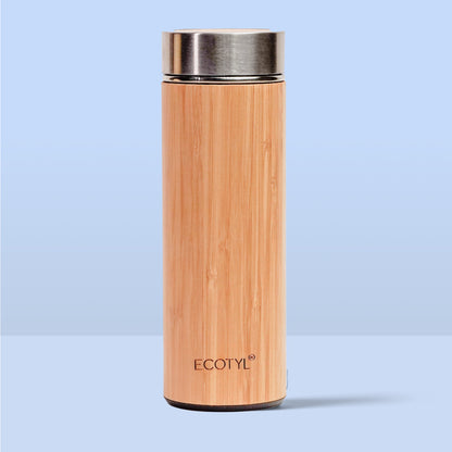 Bamboo Stainless Steel Insulated Flask With Strainer - 450 ml | Verified Sustainable by Brown Living™